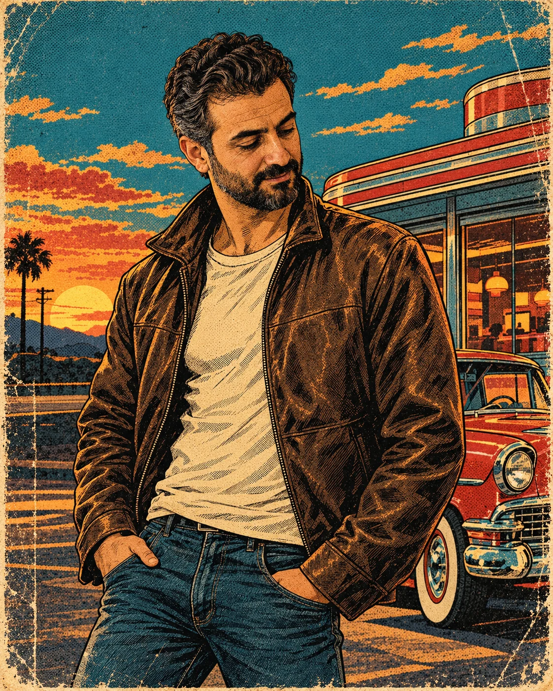 AI result showing Vintage Pulp Comic Hero