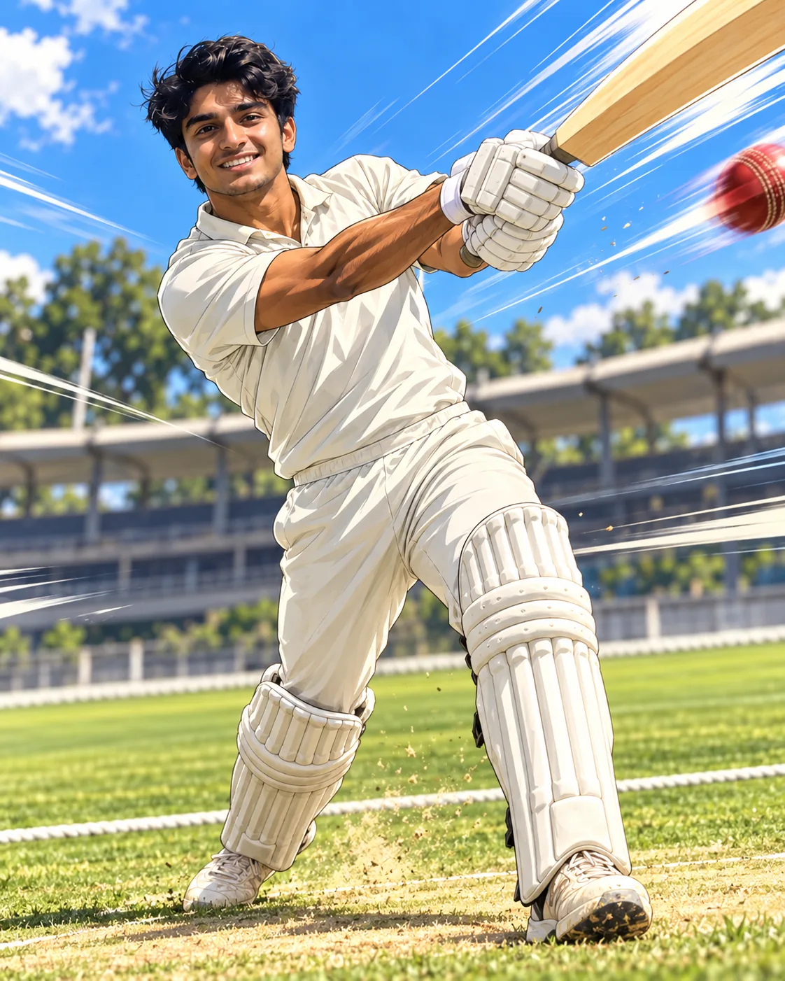 AI result showing Anime Cricket Hero Boy AI Photo Prompt
