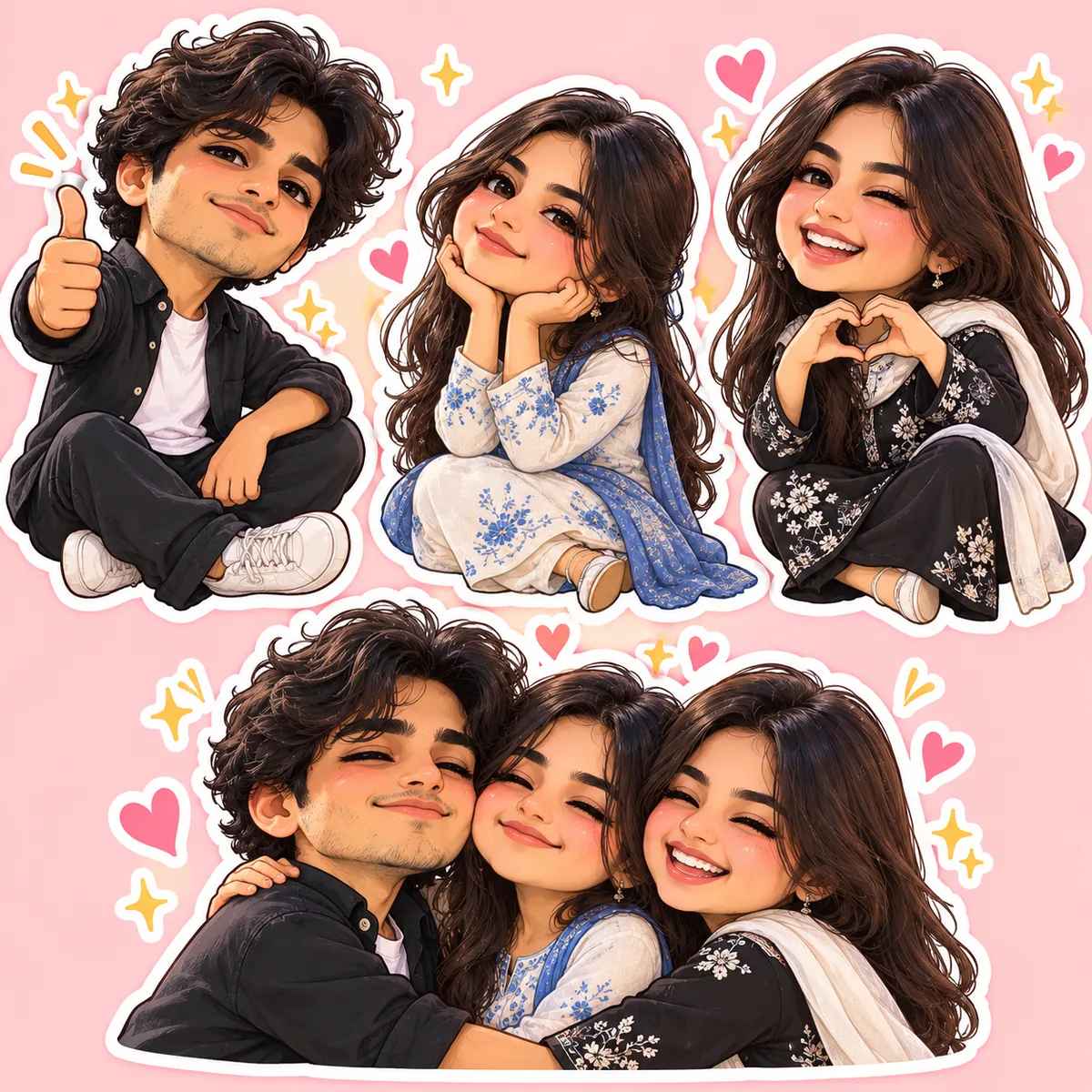 AI result showing Viral Chibi Friends AI Prompt (Sticker Sheet)