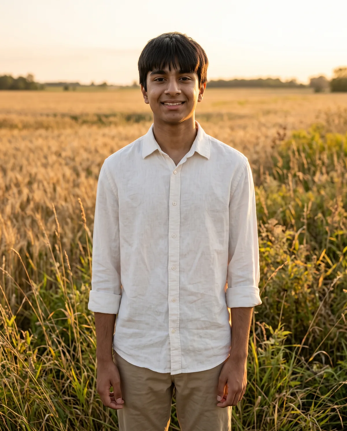 AI result showing Realistic AI Photo Prompt for Boys (Golden Hour Field)