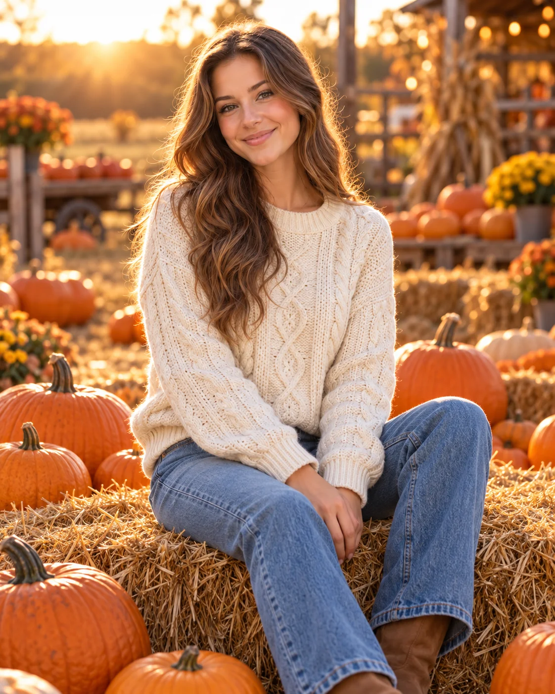 AI result showing Cozy Pumpkin Patch Portrait