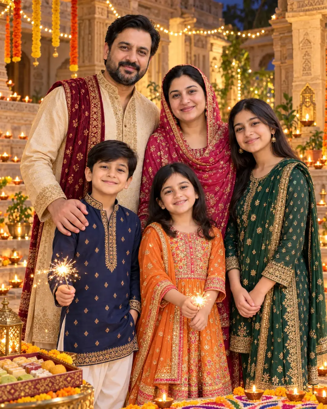 Karachi Family Diwali AI Photo Prompt AI photo result