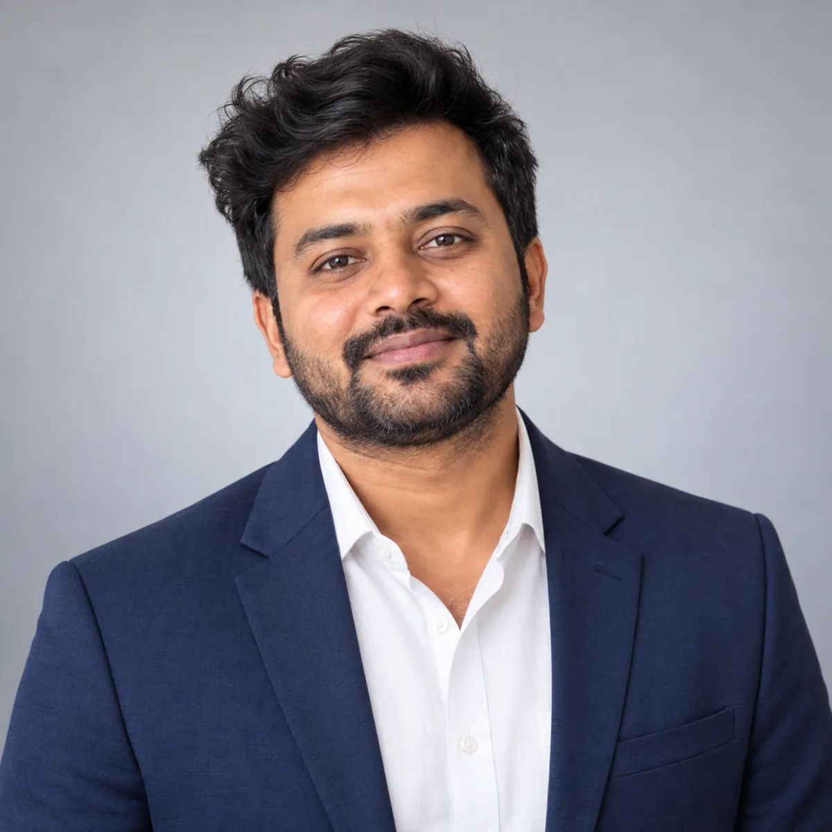 AI result showing Navy Blazer LinkedIn Photo Prompt for Gemini (Men & Women)