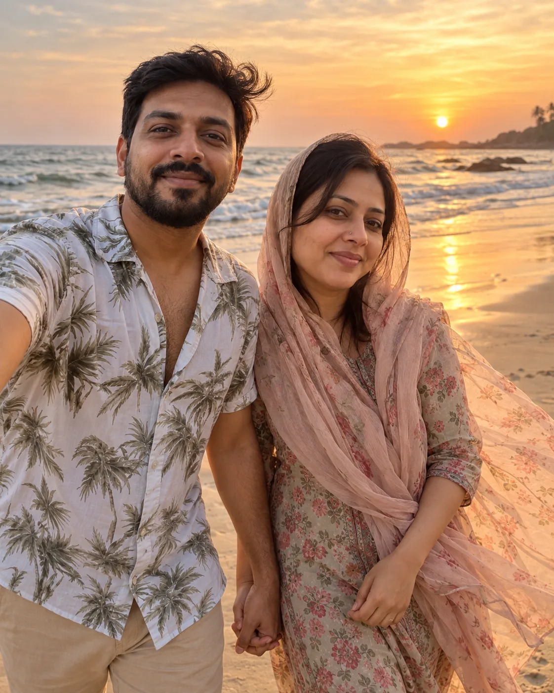 AI result showing Long Distance Couple: Merge 2 Photos AI Prompt (Gemini)