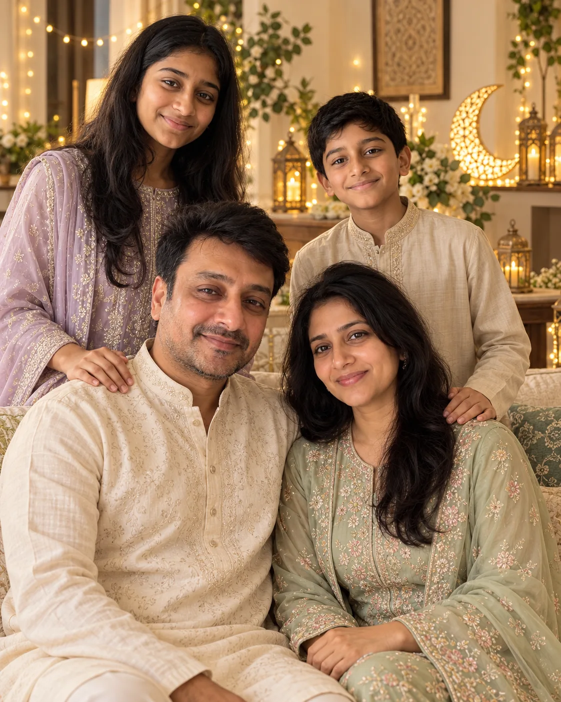AI result showing Eid Family Frame Merge Two Photos Prompt for Gemini (Family)