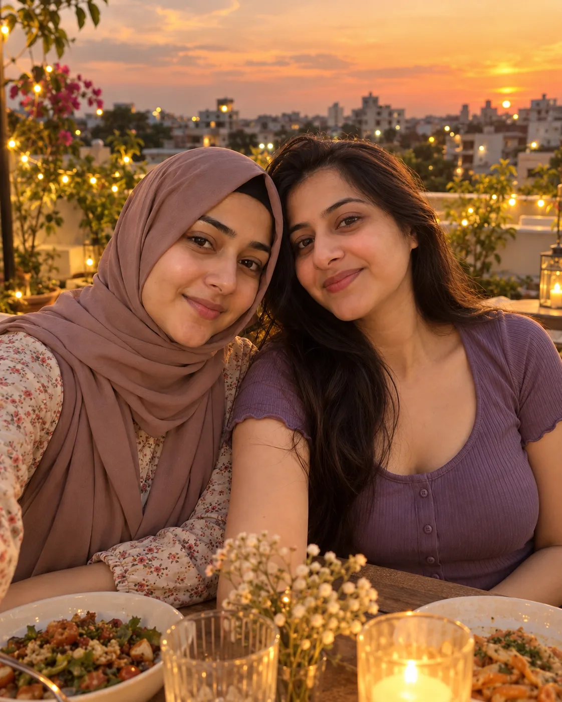 AI result showing Rooftop Reunion Merge Two Photos Prompt for Gemini (Group)