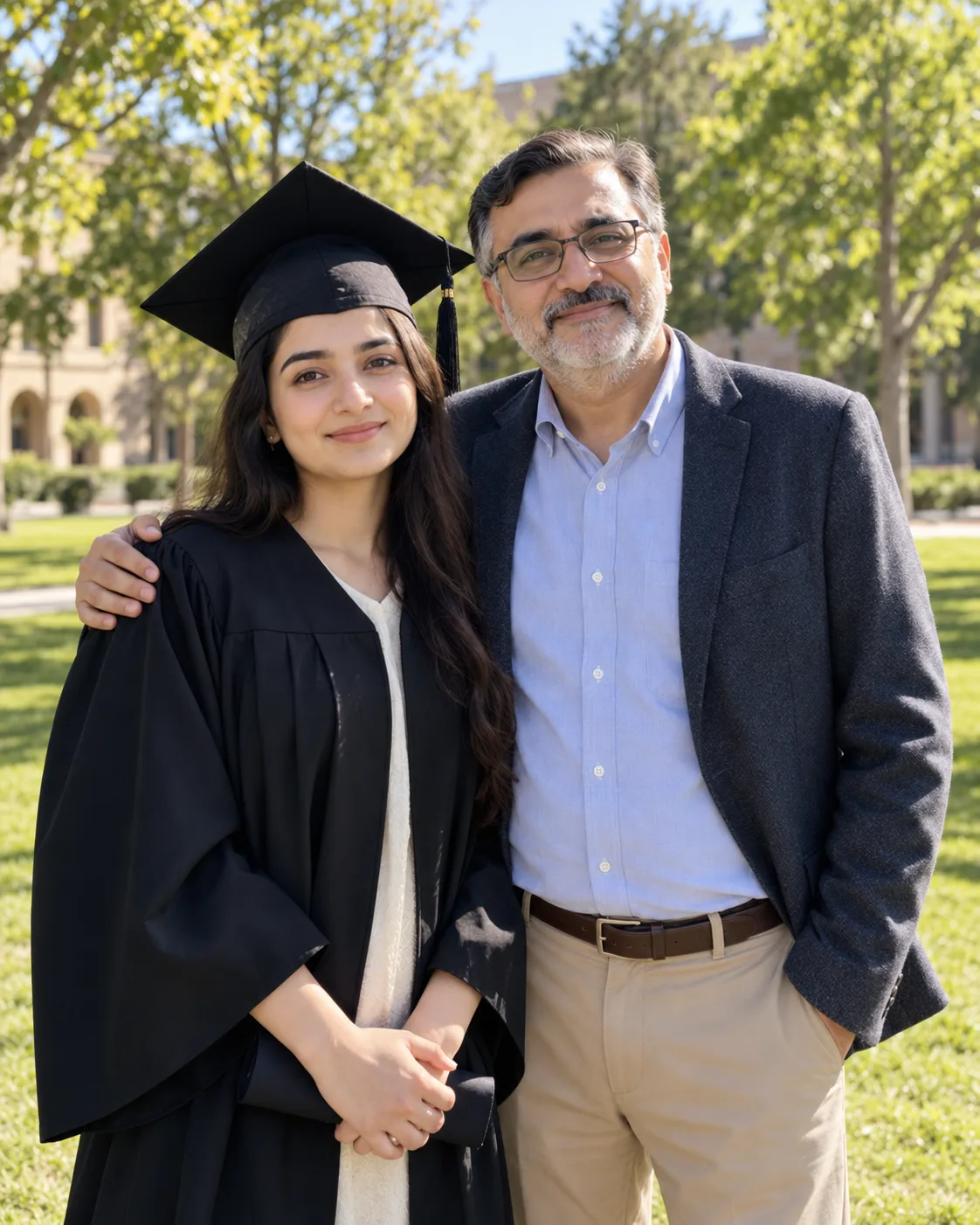 AI result showing Graduation Day Merge Two Photos Prompt for Gemini (Family)